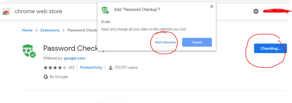 Add Extension for Password Checkup